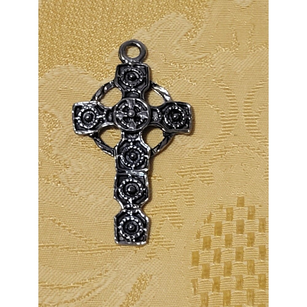 Vintage Handmade Pewter Celtic Cross Pendant 2.5"x1.5"